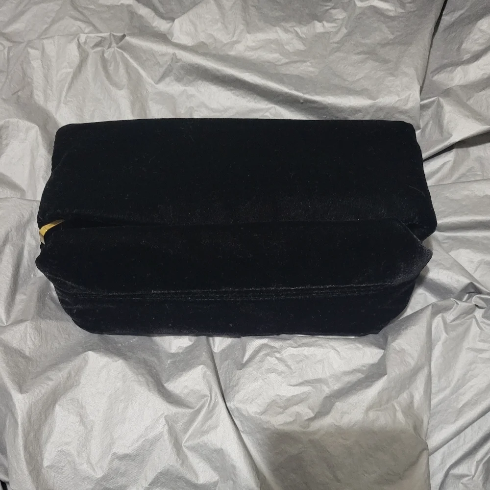 J. Crew Black Velvet Clutch with Tassel